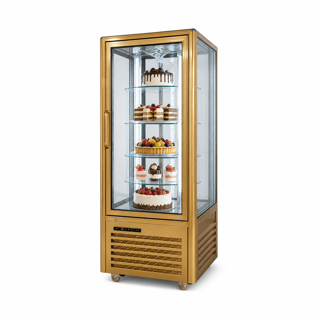 KRD Rotating Cake Display Fridge 650mm Gold YXD-2B