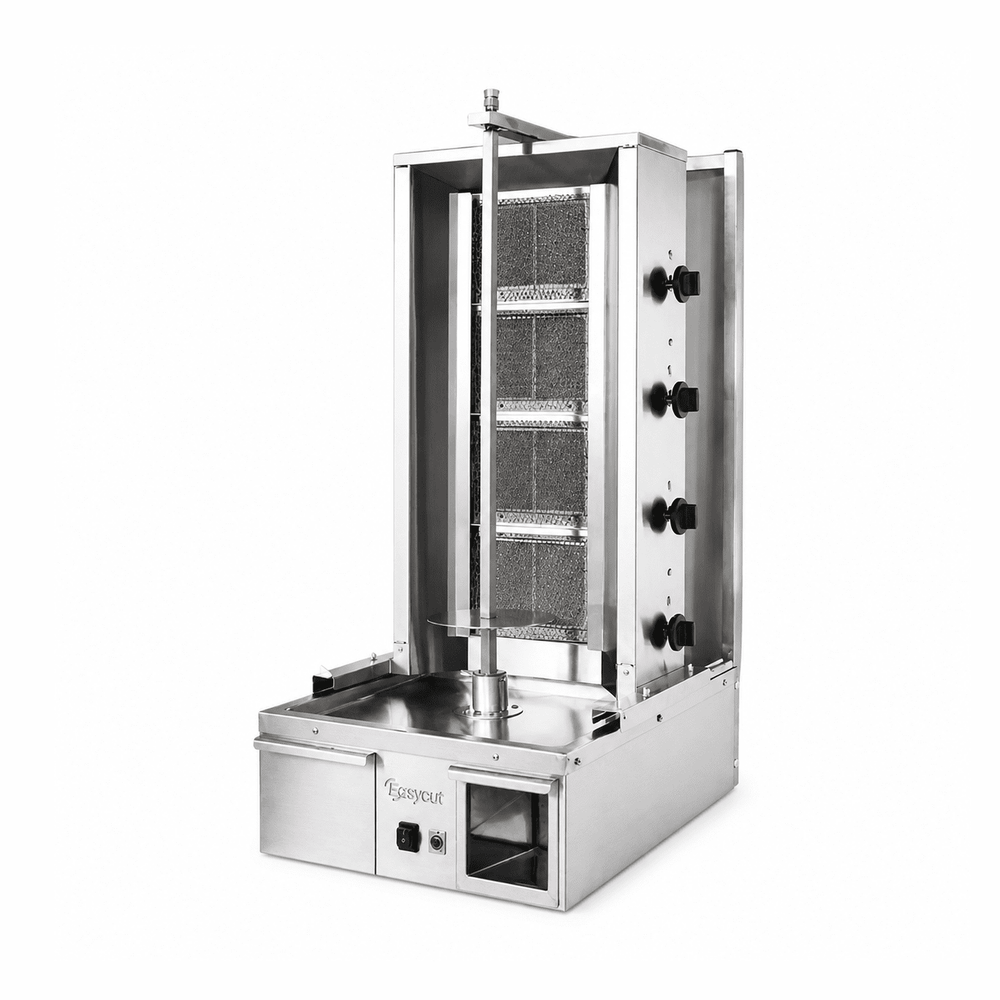 EasyCut 4 Burner Integrated Gas Kebab Machine 70kg Capacity I4G for commercial catering, stainless steel construction.