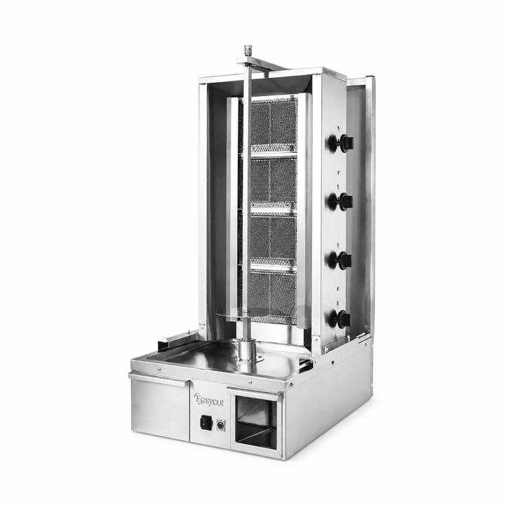 EasyCut 4 Burner Integrated Gas Kebab Machine 70kg Capacity I4G for commercial catering, stainless steel construction.