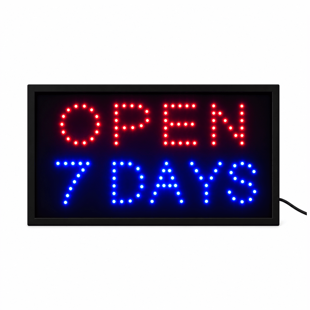 KRD LED OPEN 7 DAYS Sign Flashing Shop Window Display TL-082