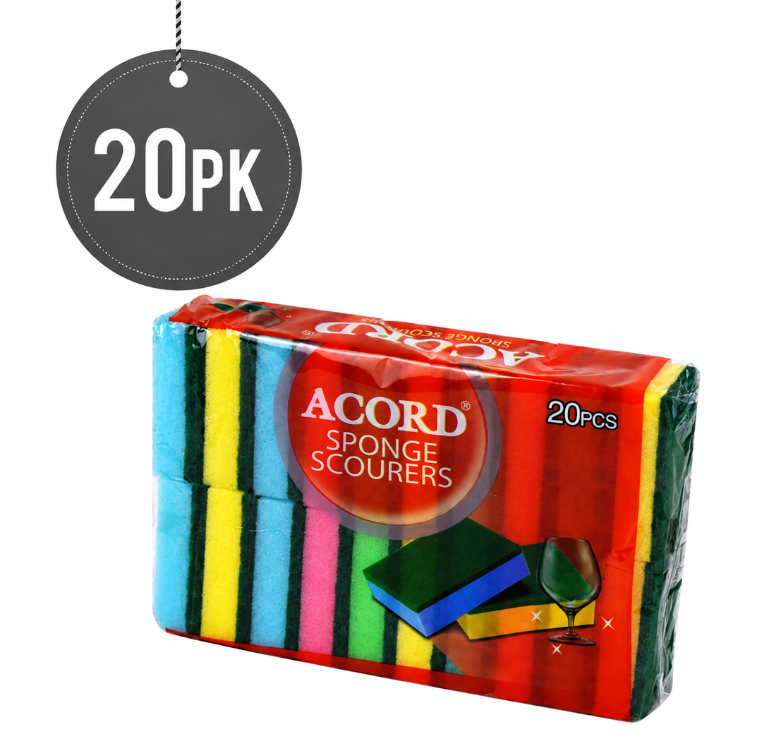 Multicoloured Sponge Scourers for Multipurpose Cleaning Pack of 20