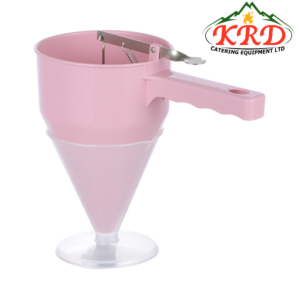 KRD Polypropylene Baking Funnel with Handle & Stand 1.2 litres Coloured, ideal for precise dispensing in commercial kitchens.