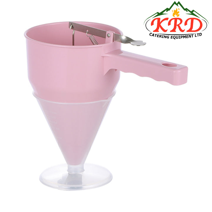 KRD Polypropylene Baking Funnel with Handle & Stand 1.2 litres Coloured, ideal for precise dispensing in commercial kitchens.
