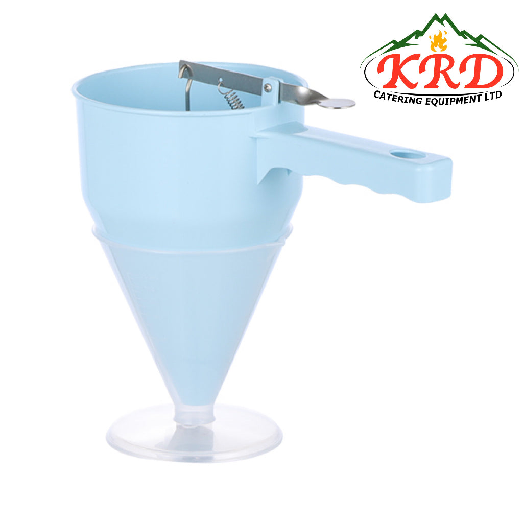 KRD Polypropylene Baking Funnel with Handle & Stand 1.2 litres Coloured for precise decorating and portion control in commercial kitchens.