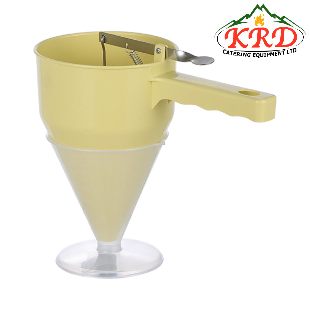 KRD Polypropylene Baking Funnel with Handle & Stand 1.2 litres Coloured for precise decorating in commercial kitchens.