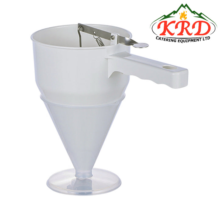 KRD Polypropylene Baking Funnel with Handle & Stand 1.2 litres Coloured for precise decorating in commercial kitchens.