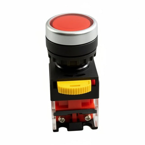 KRD Spiral Mixer 22mm Momentary Push Button Switch Red Round Button DPST 1 No 1 NC Light 24V