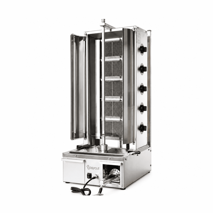 EasyCut 5 Burner Gas Kebab Machine 100kg Capacity I5G featuring 5 powerful burners and integrated grease collection.