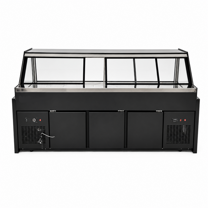 KRD Straight Glass Serve Over Deli Counter 1600mm Black KMD-1600F