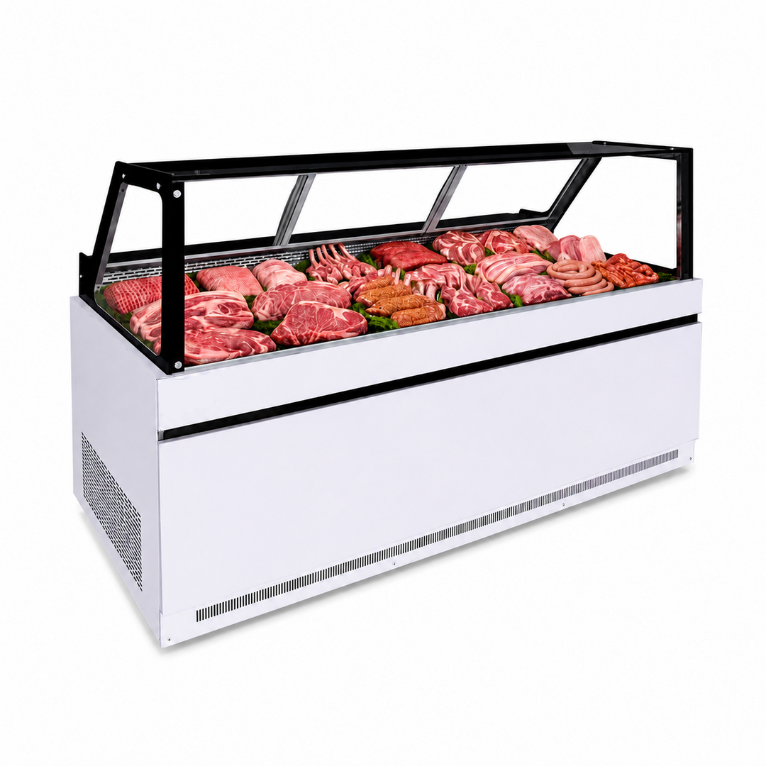KRD Straight Glass Serve Over Deli Counter 1600mm White KMD-1600F