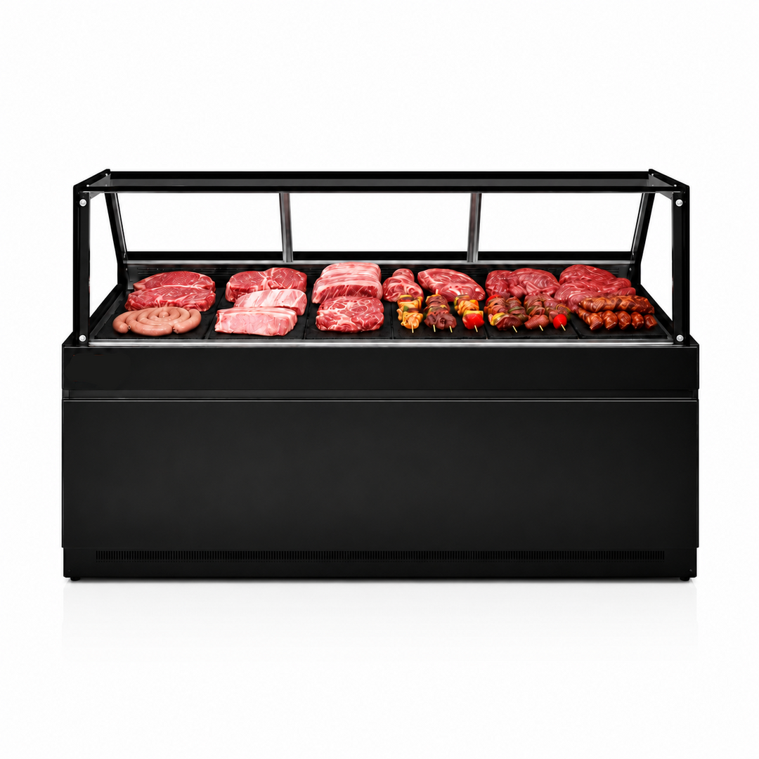 KRD Straight Glass Serve Over Deli Counter 1600mm Black KMD-1600F