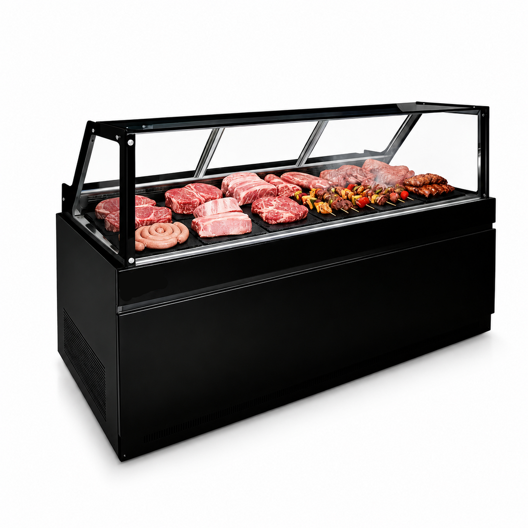 KRD Straight Glass Serve Over Deli Counter 2000mm Black KMD-2000F