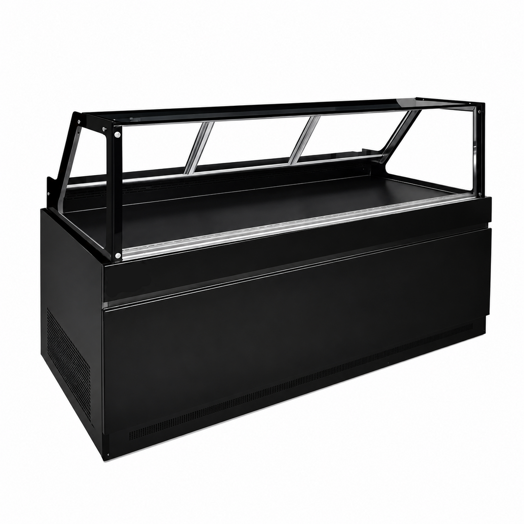 KRD Straight Glass Serve Over Deli Counter 2500mm Black KMD-2500F