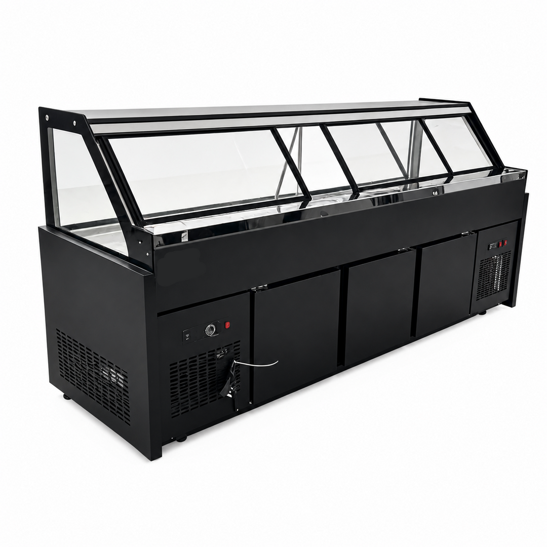 KRD Straight Glass Serve Over Deli Counter 2000mm Black KMD-2000F