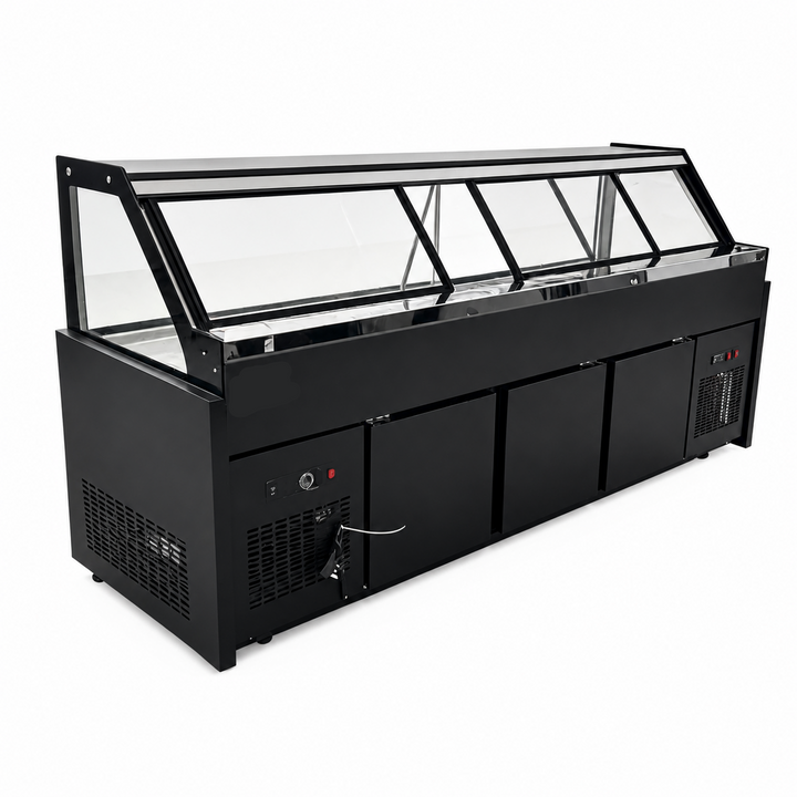 KRD Straight Glass Serve Over Deli Counter 2000mm Black KMD-2000F