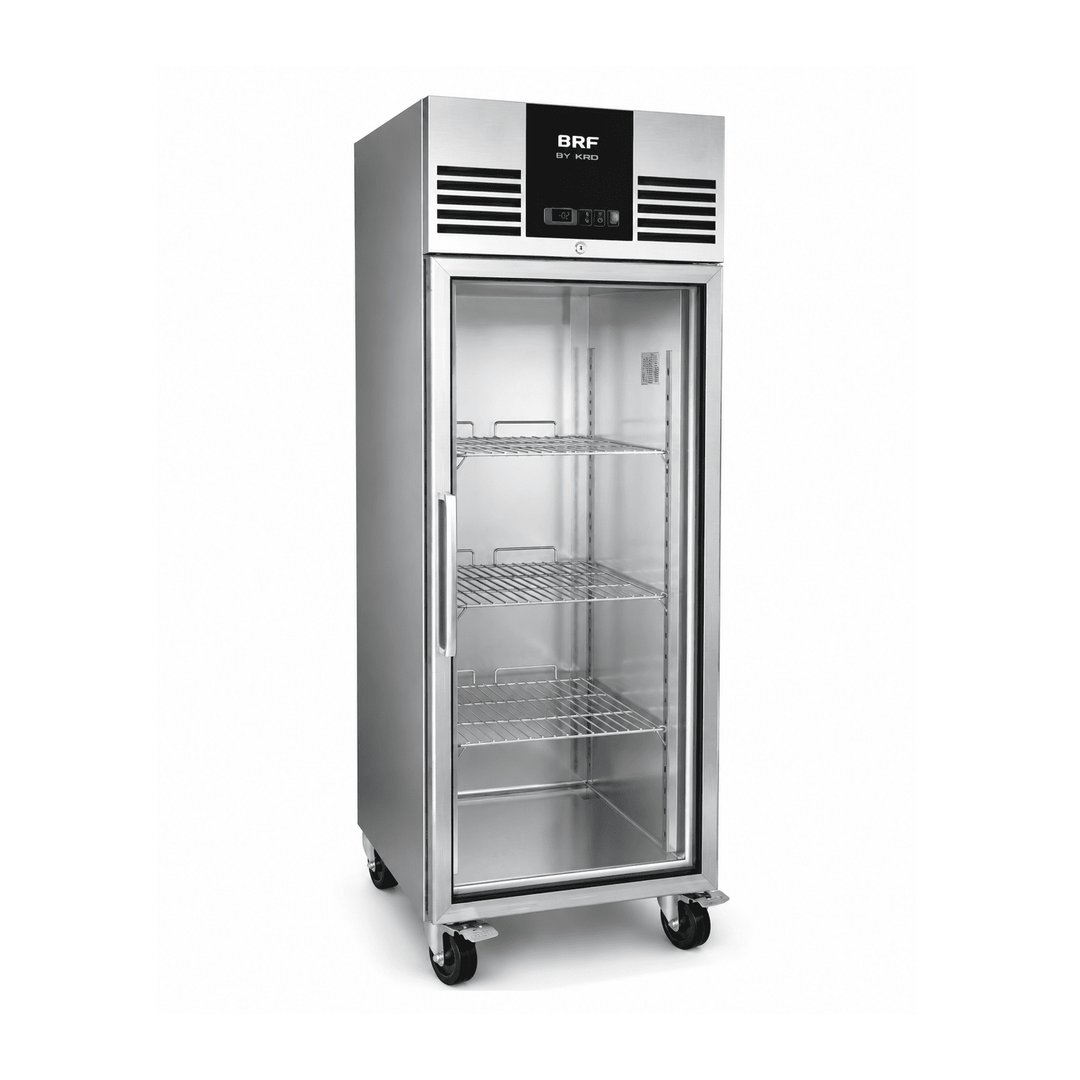KRD 537lt Commercial Freezer Stainless Steel Upright Cabinet Single Glass Door Ventilated Cooling GN600BTGV