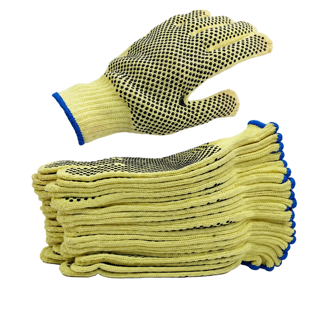 Cut Resistant Safety Gloves EN388 PVC Grip Pack of 12 Pairs
