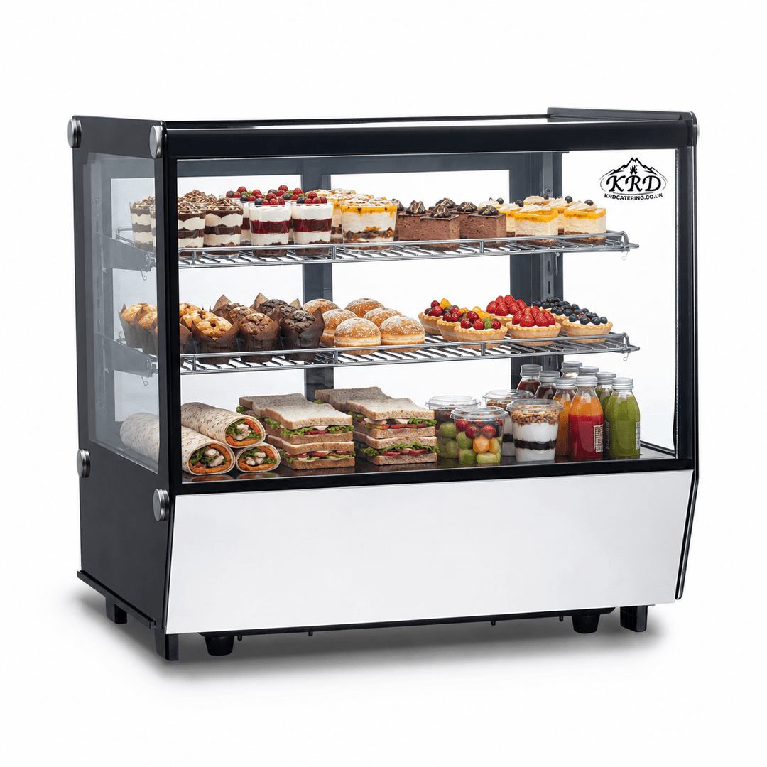 KRD Countertop Display Merchandiser Fridge 120L 2 Shelves Black & Stainless Steel KRW-120Z