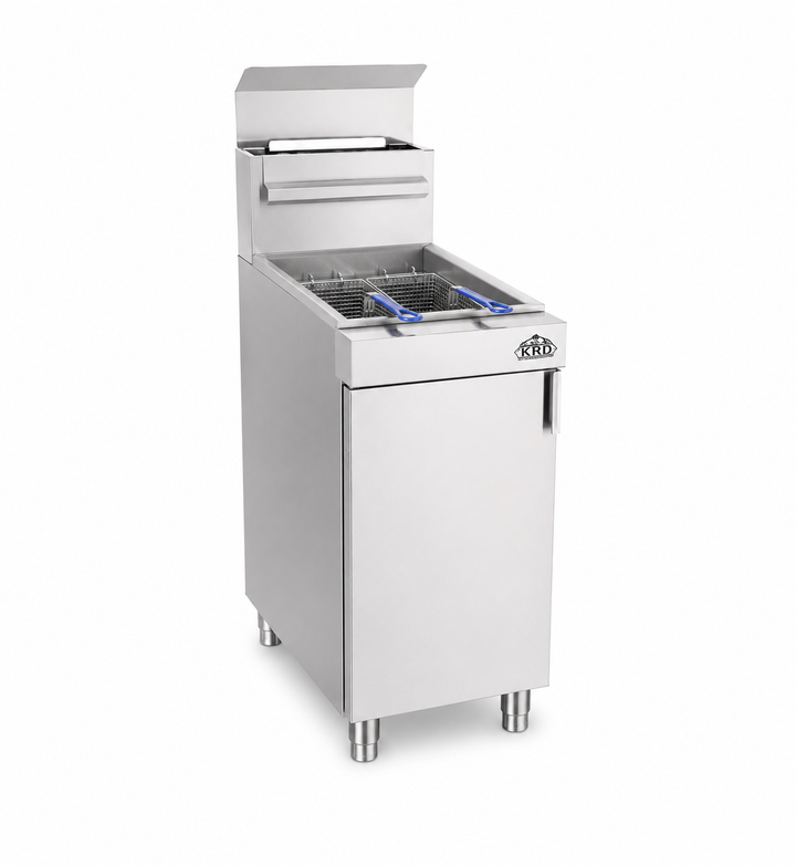 KRD Commercial Gas Fryer 25L Single Tank Twin Basket 18kW Natural Gas TH-FY120