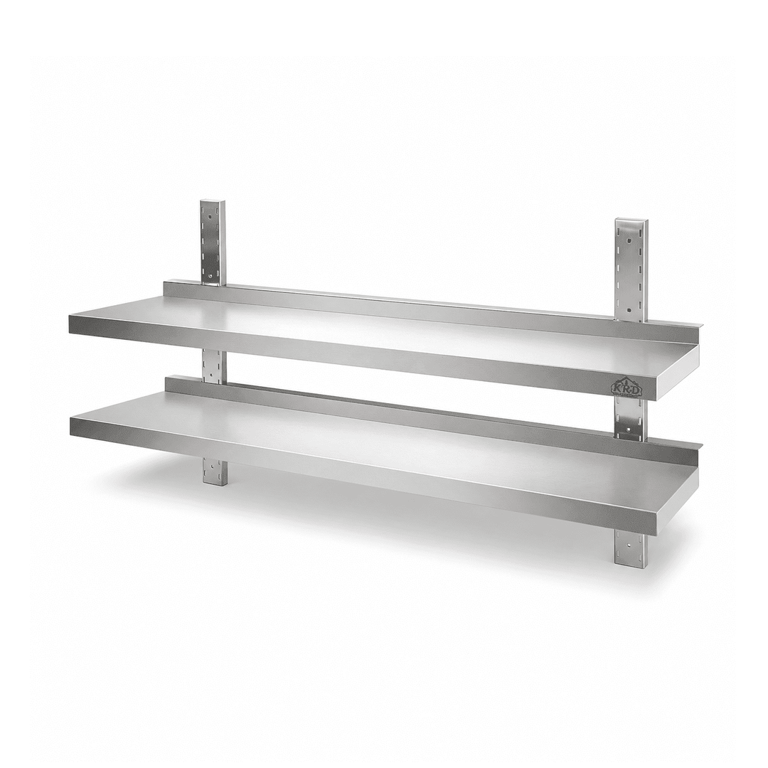 KRD Height Adjustable Wall Shelf 2 Levels 1500 x 300mm Stainless Steel THWBS2R153