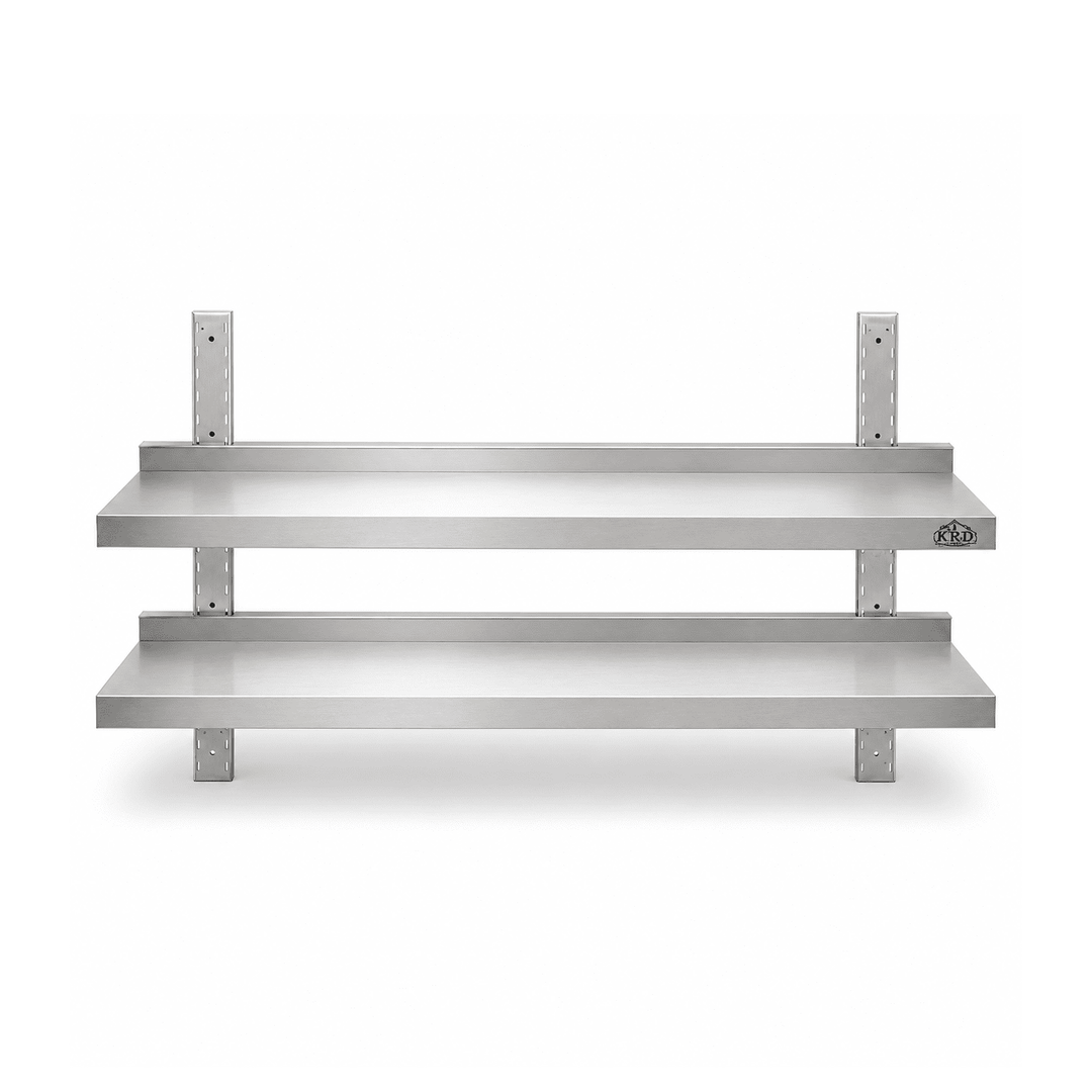 KRD Height Adjustable Wall Shelf 2 Levels 1000 x 300mm Stainless Steel WBS2R103