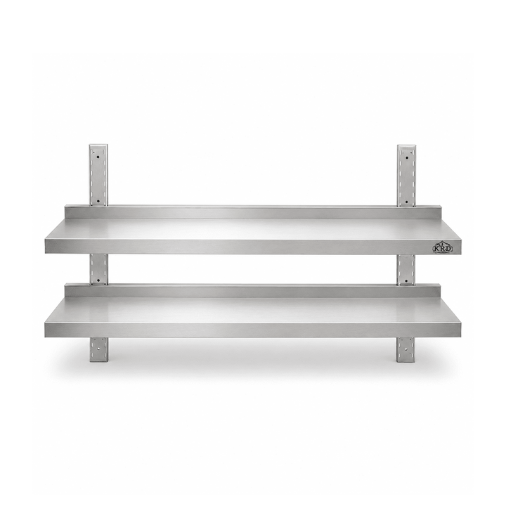 KRD Height Adjustable Wall Shelf 2 Levels 1000 x 300mm Stainless Steel WBS2R103
