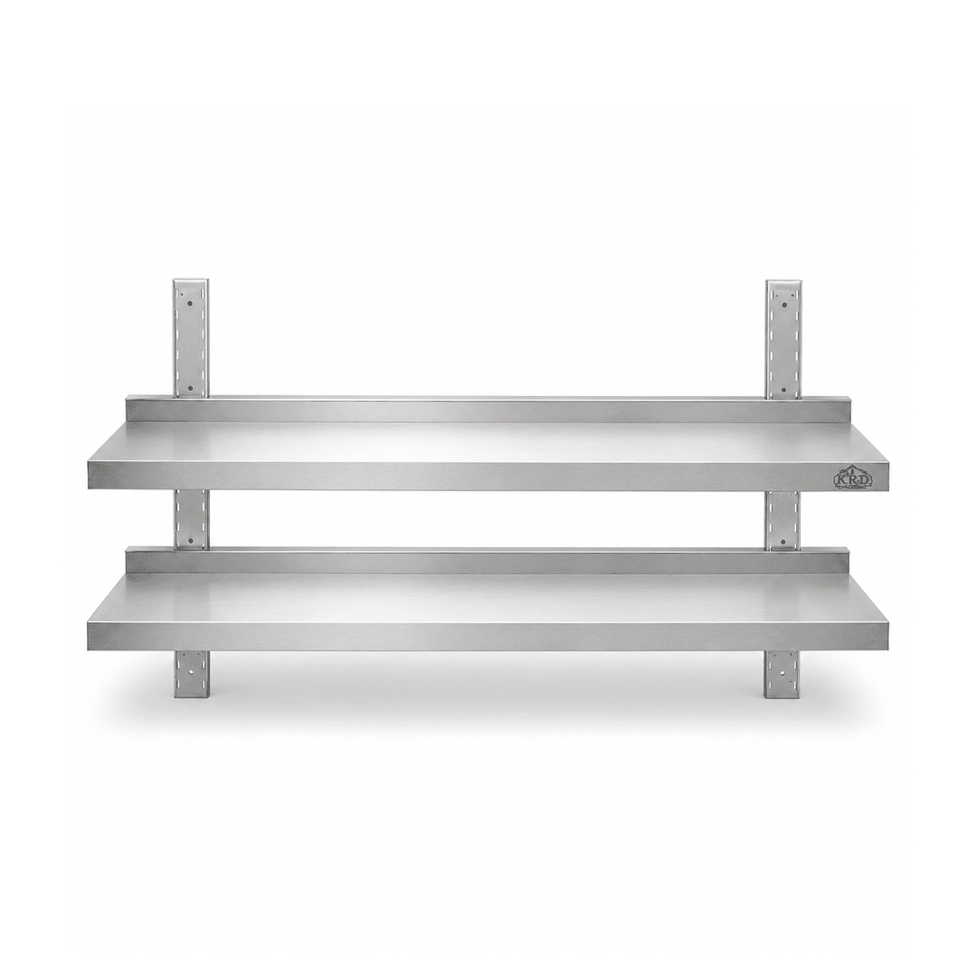 KRD Height Adjustable Wall Shelf 2 Levels 1500 x 300mm Stainless Steel THWBS2R153