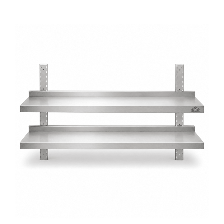 KRD Height Adjustable Wall Shelf 2 Levels 800 x 400mm Stainless Steel THWBS2R84