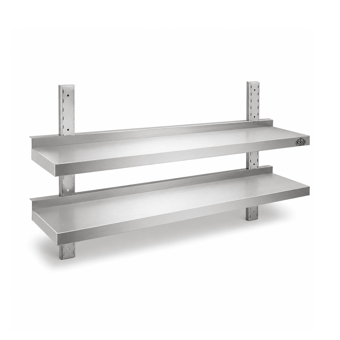 KRD Height Adjustable Wall Shelf 2 Levels 1000 x 300mm Stainless Steel WBS2R103