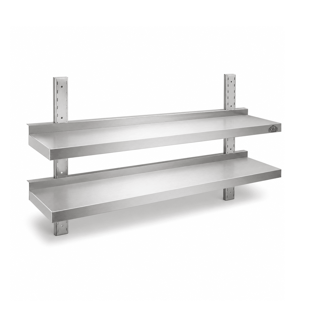 KRD Height Adjustable Wall Shelf 2 Levels 1500 x 300mm Stainless Steel THWBS2R153