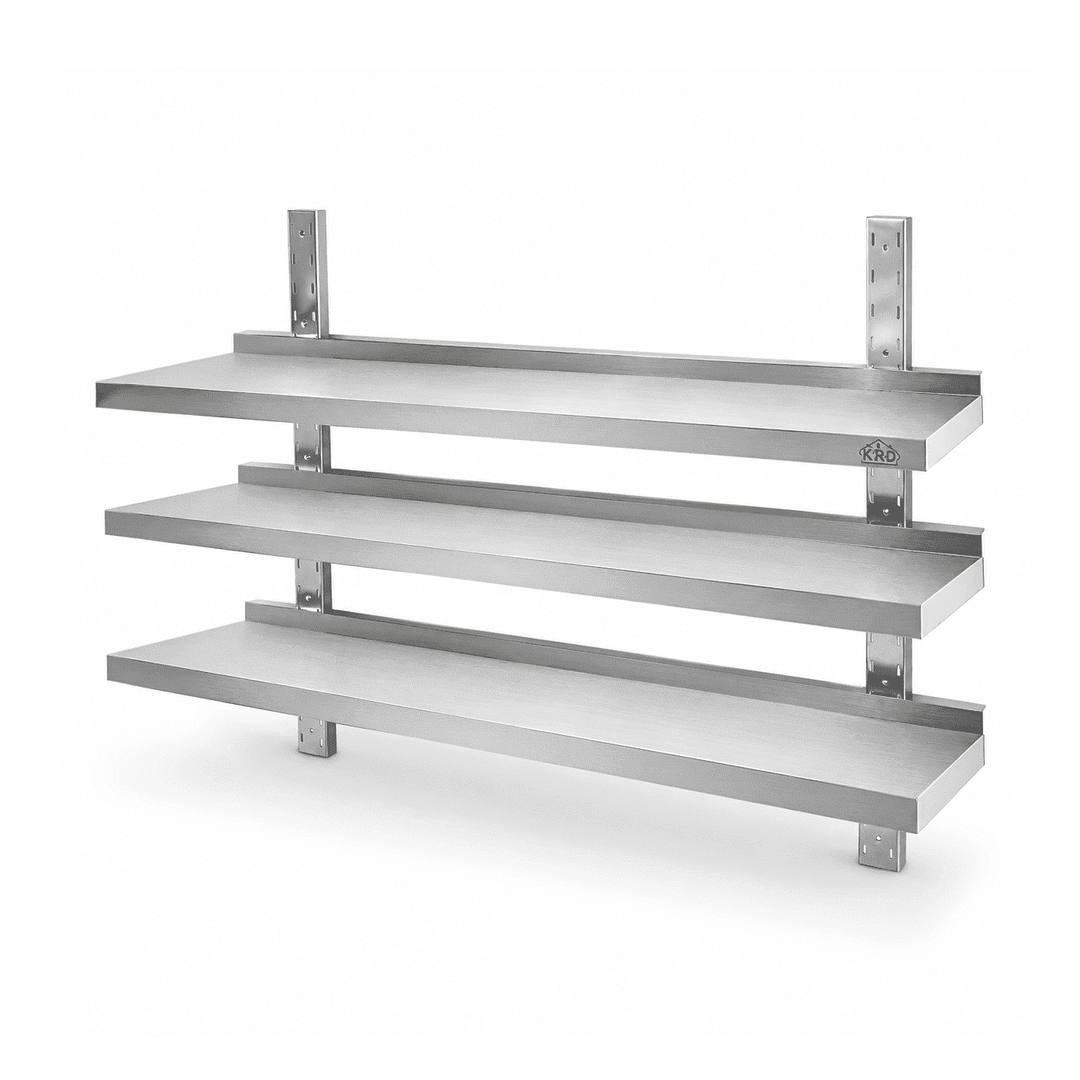 KRD Height Adjustable Wall Shelf 3 Levels 2000 x 400mm Stainless Steel THWBS3R204