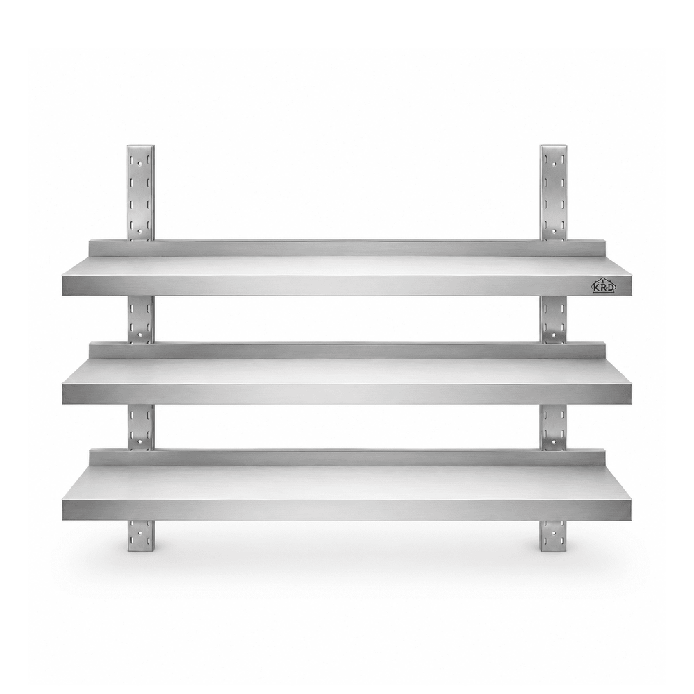 KRD Height Adjustable Wall Shelf 3 Levels 800 x 300mm Stainless Steel WBS3R83