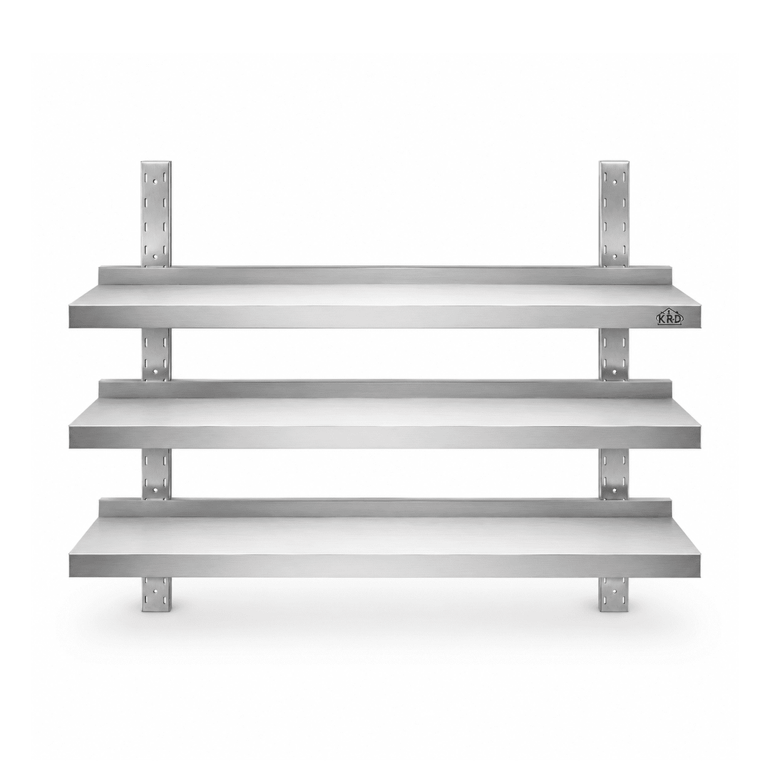 KRD Height Adjustable Wall Shelf 3 Levels 800 x 300mm Stainless Steel WBS3R83