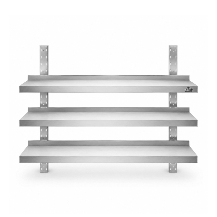 KRD Height Adjustable Wall Shelf 3 Levels 800 x 300mm Stainless Steel WBS3R83