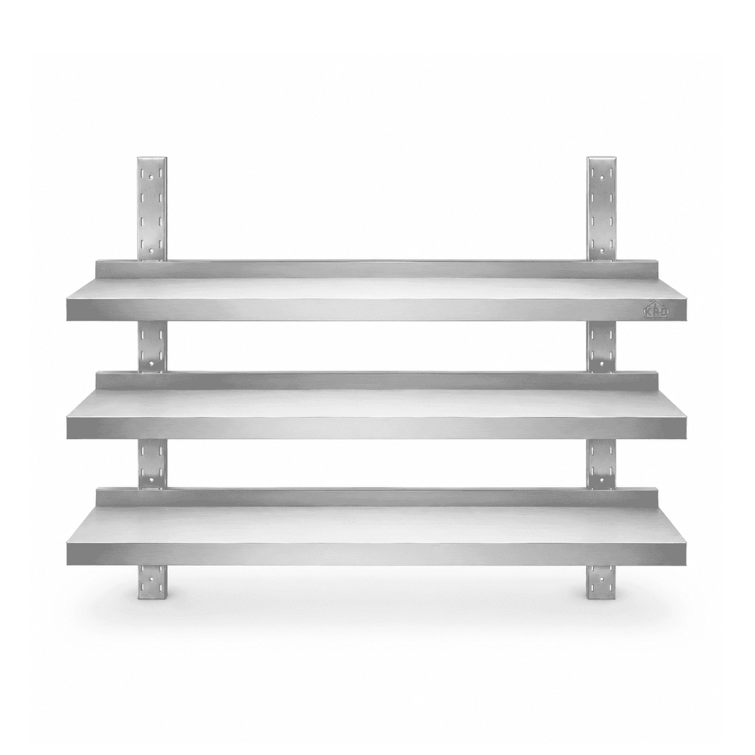 KRD Height Adjustable Wall Shelf 3 Levels 2000 x 400mm Stainless Steel THWBS3R204