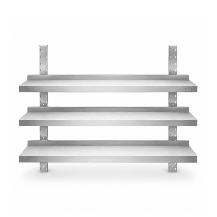 KRD Height Adjustable Wall Shelf 3 Levels 2000 x 400mm Stainless Steel THWBS3R204