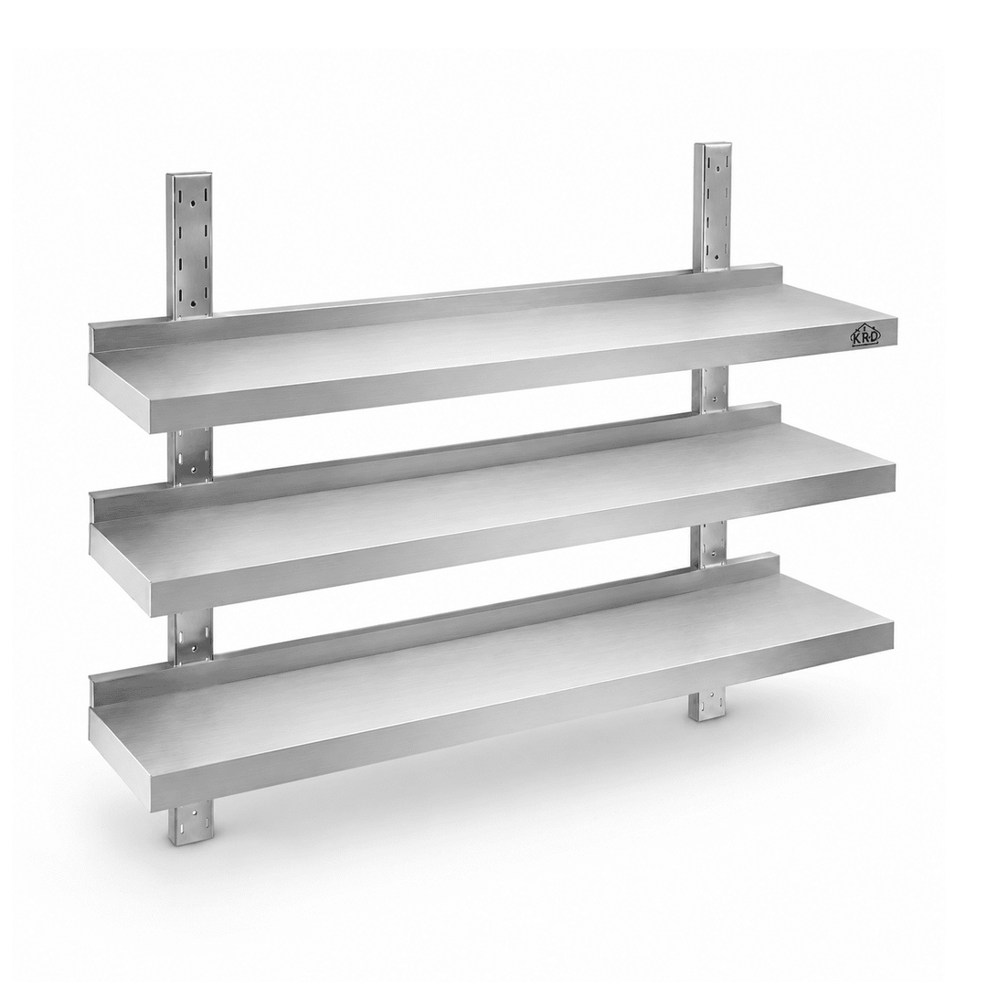 KRD Height Adjustable Wall Shelf 3 Levels 800 x 300mm Stainless Steel WBS3R83