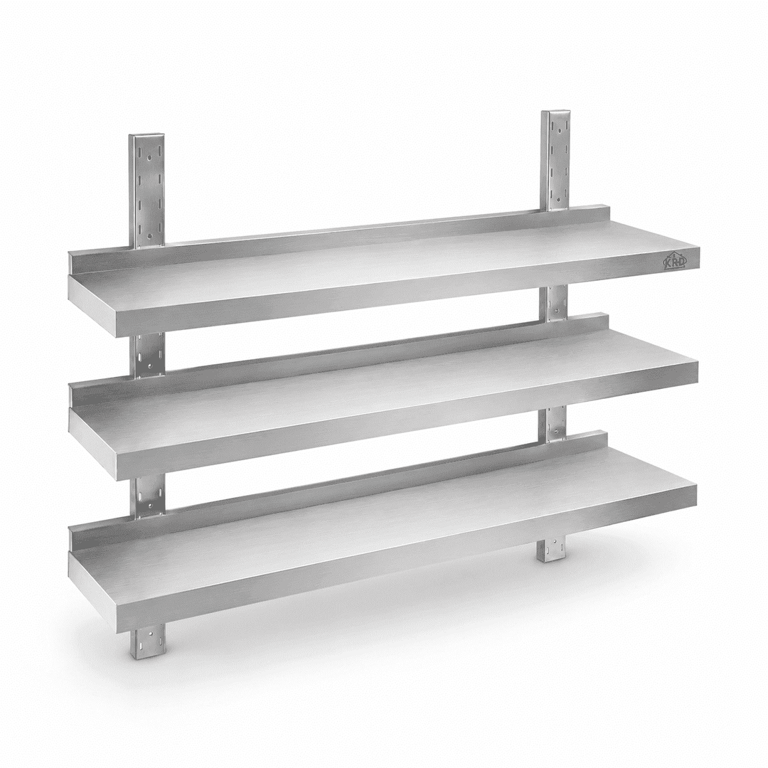 KRD Height Adjustable Wall Shelf 3 Levels 2000 x 400mm Stainless Steel THWBS3R204