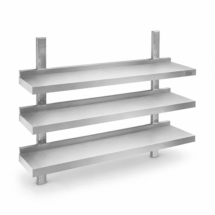 KRD Height Adjustable Wall Shelf 3 Levels 2000 x 400mm Stainless Steel THWBS3R204
