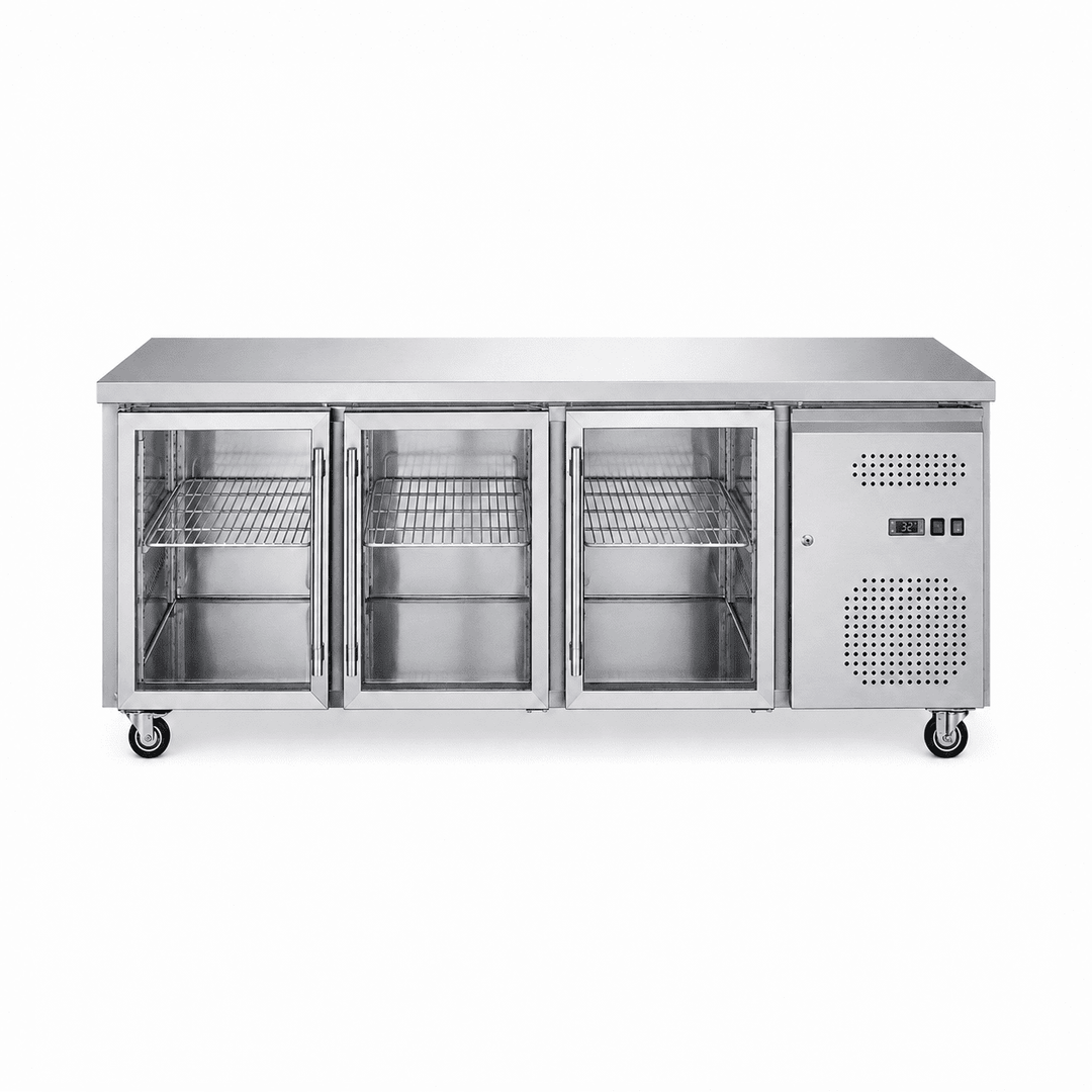 KRD Glass Door Counter Fridge 3 Door 417L 1795mm GN3100TNG