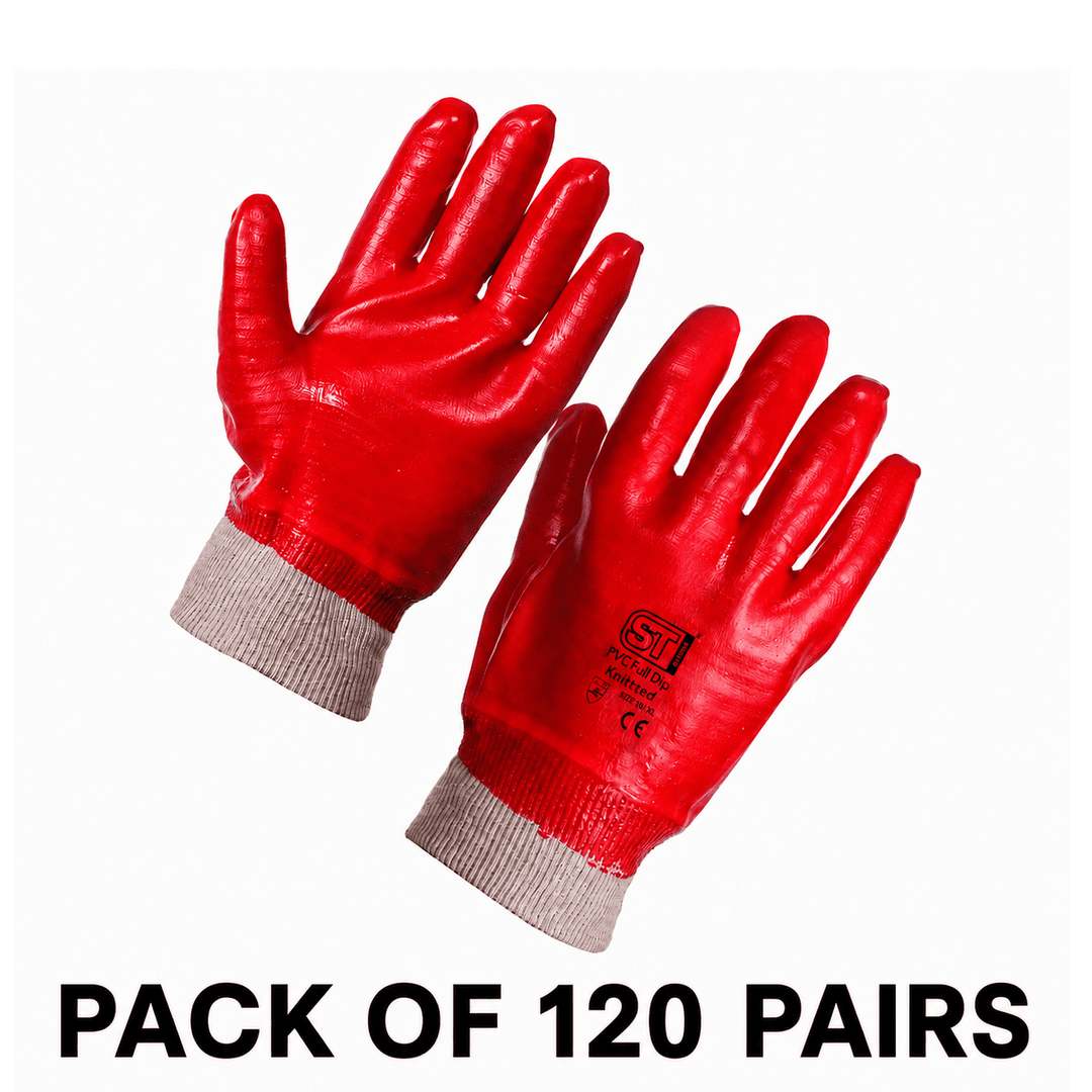 KRD Supertouch PVC Full Dip Knit Wrist Gloves Large 120 Pairs