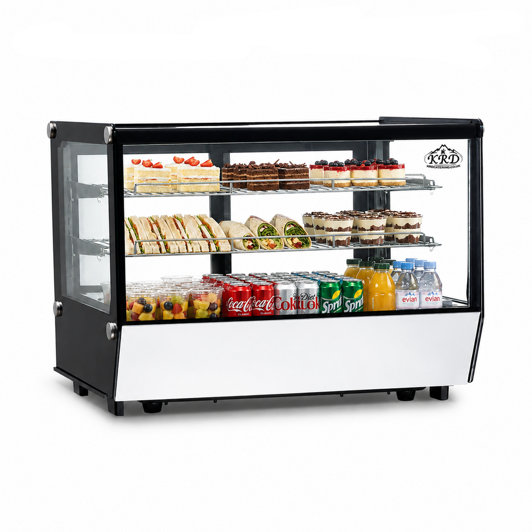 KRD Countertop Display Merchandiser Fridge 160L 2 shelves Black &amp; Stainless Steel KRW-160Z