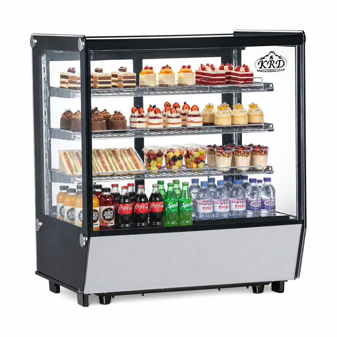 KRD Countertop Display Merchandiser Fridge 145L 3 Shelves Black &amp; Stainless Steel KRW-145Z