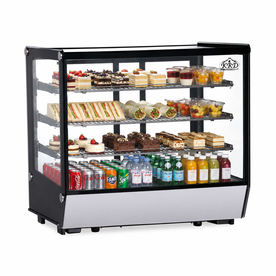 KRD Countertop Display Merchandiser Fridge 185L 3 shelves Black &amp; Stainless Steel KRW-185Z