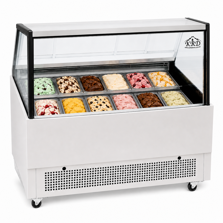 KRD Commercial Ice Cream Showcase Freezer 1200mm 12 Pans KICS-1200S