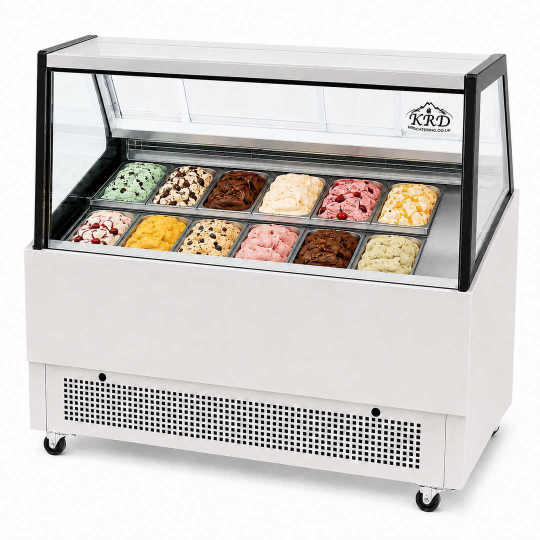 KRD Commercial Ice Cream Showcase Freezer 1200mm 12 Pans KICS-1200S