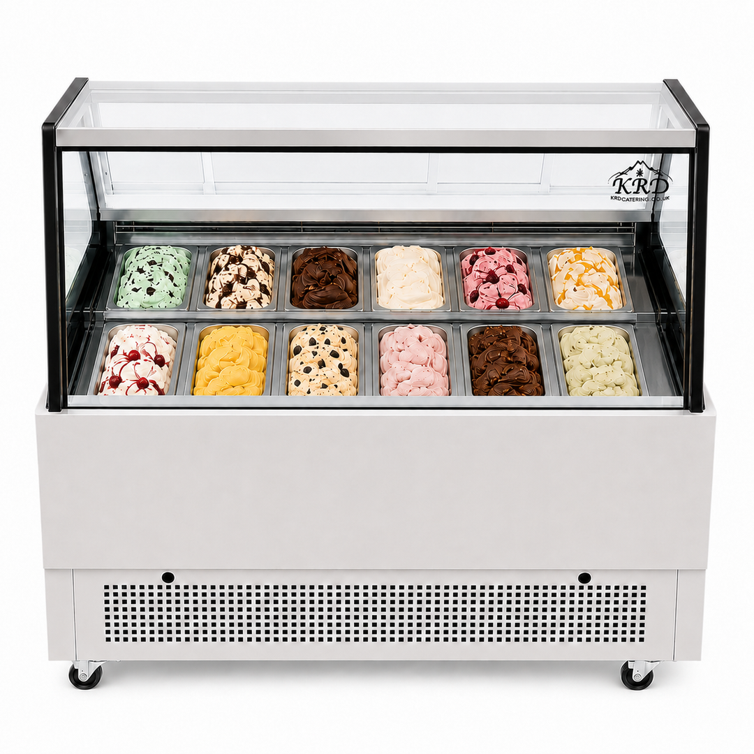 KRD Commercial Ice Cream Showcase Freezer 1200mm 12 Pans KICS-1200S