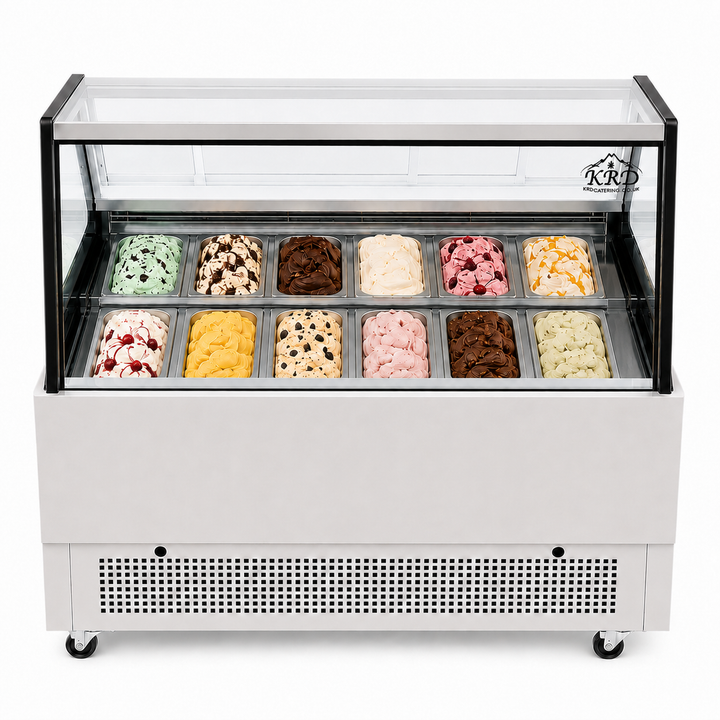 KRD Commercial Ice Cream Showcase Freezer 1200mm 12 Pans KICS-1200S