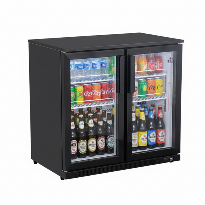KRD Back Bar Cooler 2 Hinged Doors 220 Litres Drinks Cooler KBC-2