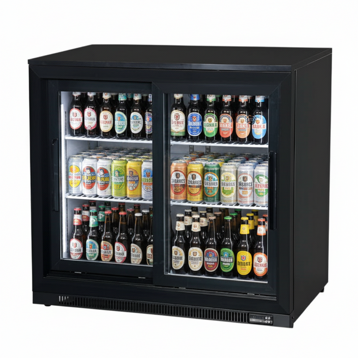KRD Back Bar Cooler 2 Sliding Doors Drinks Cooler 90cm Width